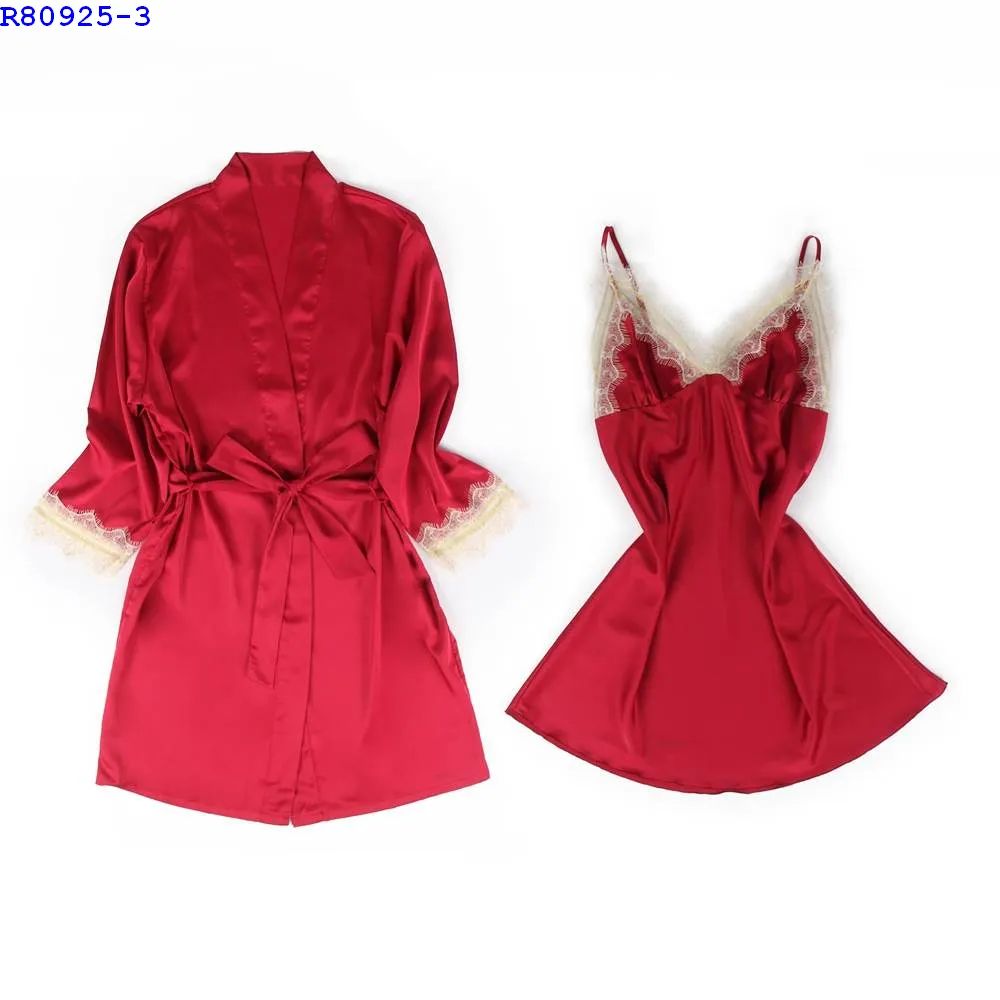 2 Piece Satin Chemise with Robe